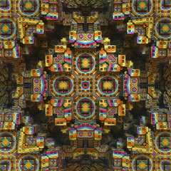 3D render. Fractal image of a 3D object. Fractal landscape. A colorful computer-generated image. The fractal background. Textures for the design. Abstract painting. Pattern