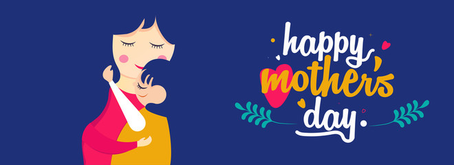 Love u mom. Happy Mother's Day. Social media banner of daughter and mother's love vector, illustration for Happy mother's day. Use for banner, poster, advertisement, sale, social media post.