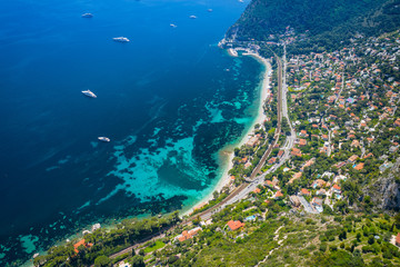 Aerial view of French Riviera coast near of Nice, Cote d'Azur, France, Europe. © Curioso.Photography