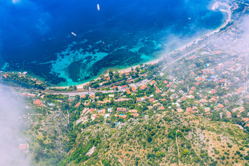 Aerial view of French Riviera coast near of Nice, Cote d'Azur, France, Europe.