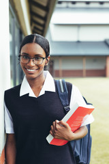 School girl going for the class