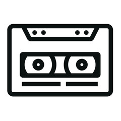 vhs tape black icon on white background