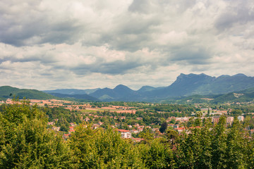 Mountain landscape in the south of France with clouds