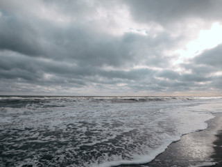 storm over the sea. gray water 