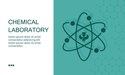 Chemical laboratory banner with atom icon vector illustration