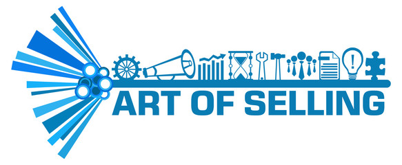 Art Of Selling Business Symbols Top Blue Graphics Text 