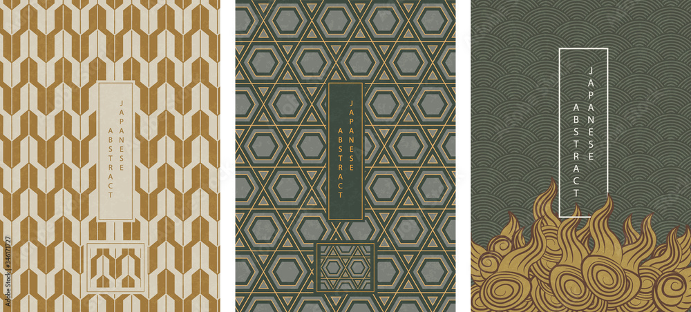 Wall mural oriental japanese style abstract pattern background design geometry polygon arrow star triangle and 