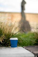 Cup of coffee on the street city sunlight sunset sunrise daylight coffeebreak  leaves leaf