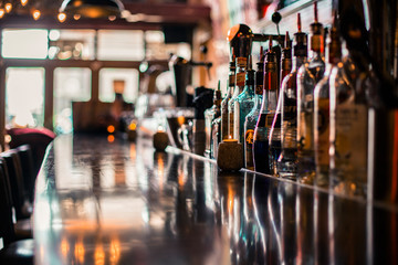 Bar filled with liquor in restaurant 