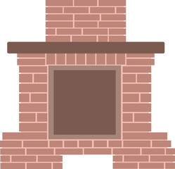 Winter interior bonfire. Classic fireplace made of brown bricks.