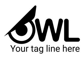 owl eye text logo brand design