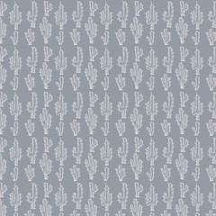 pattern with cacti on a gray background. illustration of funny cacti, suitable for print on fabric.