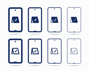 Smartphone device line vector icon. Touchscreen symbol. Reservation silhouette icons set for web design. Tablet done flat icon for app design. Modern gadget reserve sign minimal flat linear icons