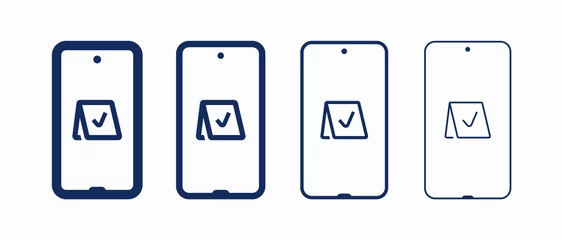 Foto op Aluminium Smartphone device line vector icon. Touchscreen symbol. Reservation silhouette icons set for web design. Tablet done flat icon for app design. Modern gadget reserve sign minimal flat linear icons © Matius