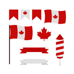 This is set design elements for Canada Day first of July. Vector illustration.