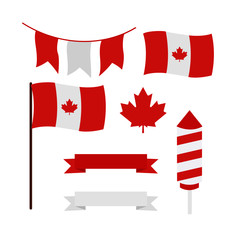 This is set design elements for Canada Day first of July. Vector illustration.