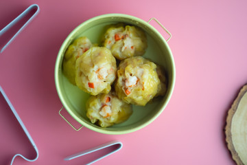 Chinese Steamed Dumpling (Shumai) served in tiffin box.
