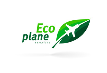 Airplane eco plane logo leaf green silhouette