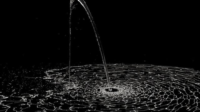 Water jet spray on black 4k