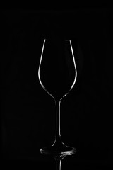 wine glass on black