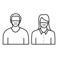 Men and Women in medical face protection masks. Vector illustration of person wearing a surgical surgical mask. illustrations for concepts of disease, disease, allergies, pollution, corona virus
