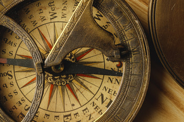 Close up view of the compass