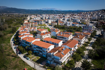 Naklejka na ściany i meble Aerial view of Arta city, Greece. Cityscape of Arta, Peloponess