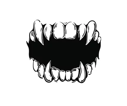 boca de vampiro de desenho preto e branco 12408117 Vetor no Vecteezy