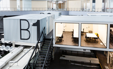 View on rooms for business workers, creative loft interior