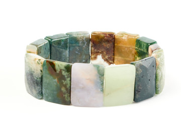 jasper bracelet on a white background. close up