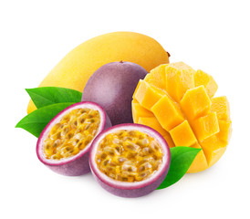 Mango and passion fruit isolated
