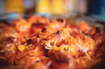 Cooked pasta ready to be served onto the plate