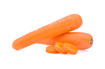 Fresh Carrots with sliced isolated on white background.