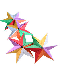 set of origami paper folding stars isolated white background