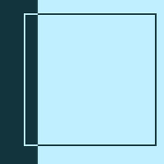 Square simple frame in flat style with place for text and photo. Vector illustration. Geometric blue background, banner for social networks.