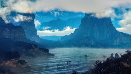 beautiful landscape and scenery in rural chile 3d rendering