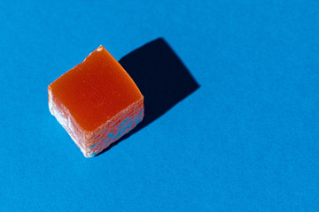 Square shaped turkish delight lokum sweets close up photo