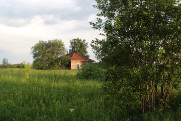 village, house, village house, summer, childhood, memories, Russian house, Russian field, sunset, dawn