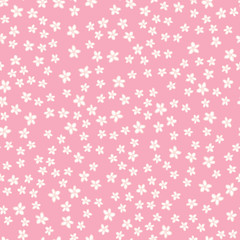 Hand Drawn Seamless Background With Floral Ornaments, Stylized Flowers, Dots, Plants. Vector Abstract Floral Textures.