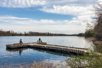 wooden dock on lake