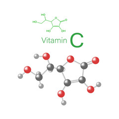 Vector illustration of the chemical compound vitamin C