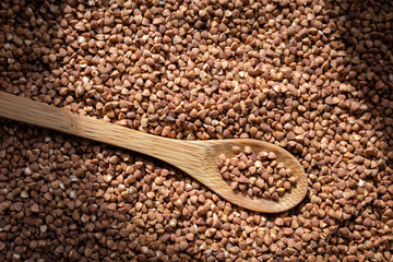 buckwheat in a wooden spoon