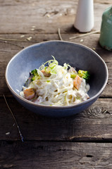 Salmon pasta in creamy sauce
