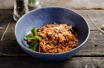 Pasta Bolognese. Traditional italian dish.