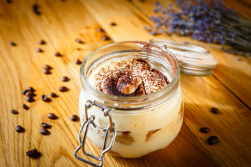 tiramisu dessert with coffe