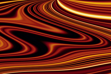 Brown and black shiny waves. The effect of silk fabric with folds.