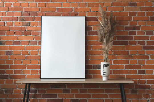 mock up poster or canvas, real loft interior photograph