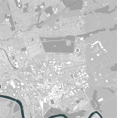 map of the city of Preston, Lancashire, North West England, England, UK