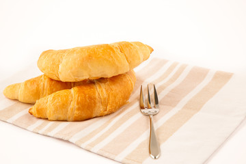 Croissant bread of bake Breakfast in the morning for health or diet food on the White background