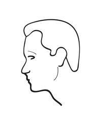 Man face profile. Human face profile.  Man head. Sketch line hand drawn style vector illustration.